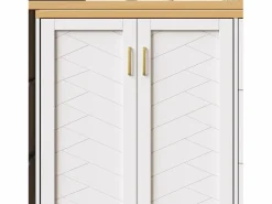 ModernLuxe Mueble de bar extensible - pivotante - 228x39x104cm - con 2 puertas y 3 cajones - con estantes laterales - Blanco New