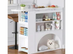 Mueble de bar extensible 120 (+80)×40×100 cm - con espacio de descanso para mascotas - estantes abiertos -^ModernLuxe Outlet