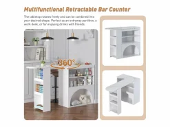 Mueble de bar extensible 120 (+80)×40×100 cm - con espacio de descanso para mascotas - estantes abiertos -^ModernLuxe Outlet