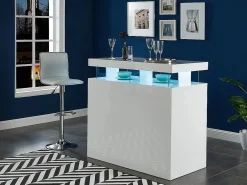 Vente-unique Mueble de bar FABIO - MDF lacado - Leds - 2 huecos Blanco Best