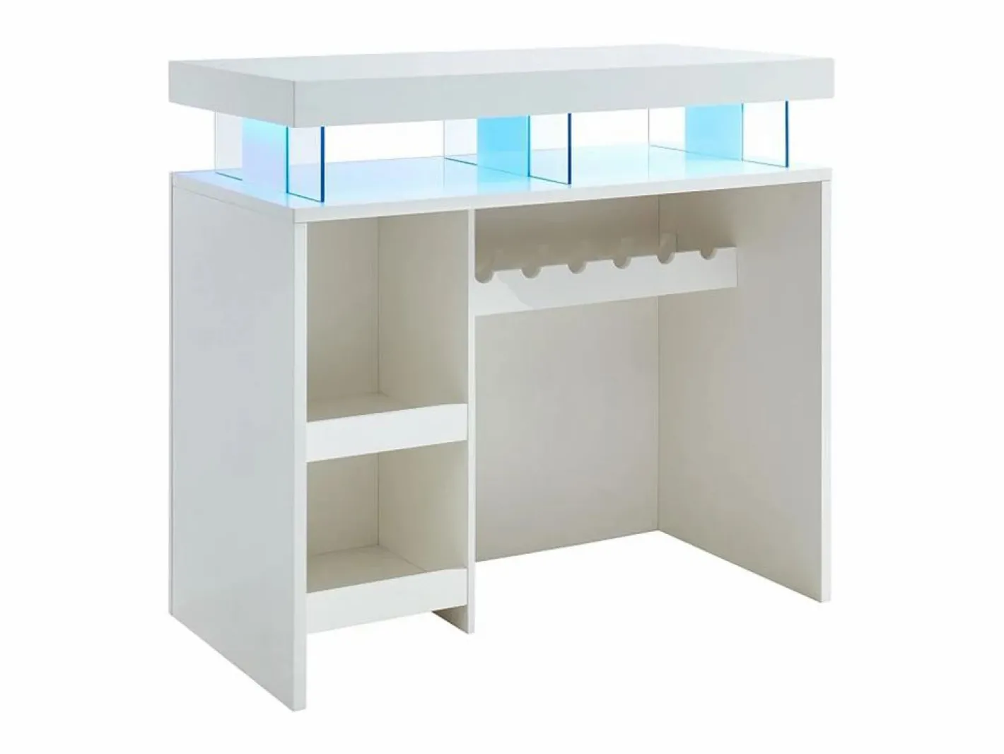 Vente-unique Mueble de bar FABIO - MDF lacado - Leds - 2 huecos Blanco Best