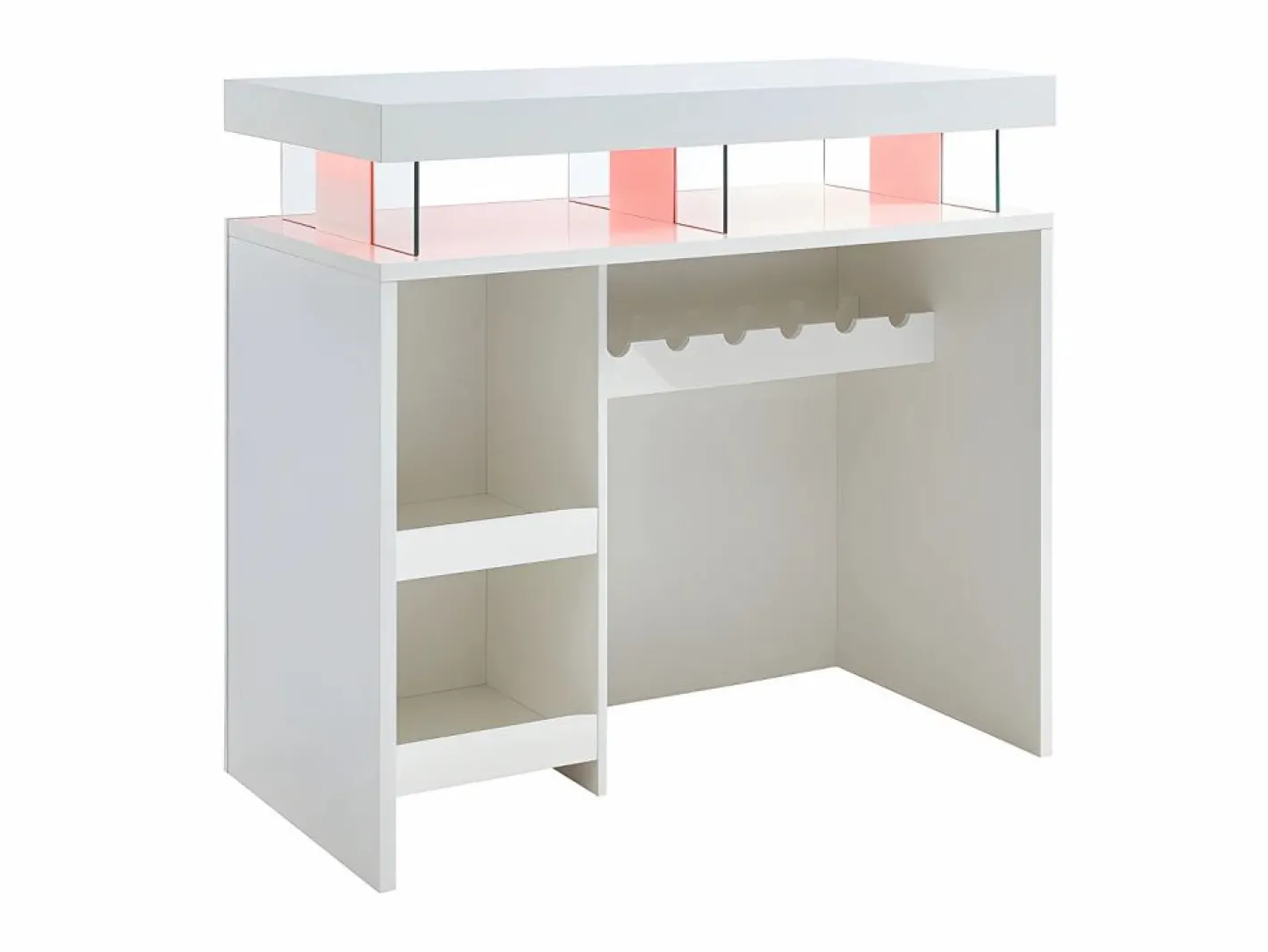 Vente-unique Mueble de bar FABIO - MDF lacado - Leds - 2 huecos Blanco Best