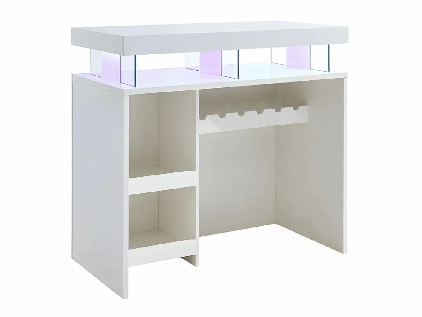 Vente-unique Mueble de bar FABIO - MDF lacado - Leds - 2 huecos Blanco Best