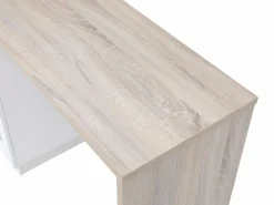 Vente-unique Mueble de bar giratorio con almacenamiento de MDF, vidrio templado - Blanco y natural - ARAMETA Color natural claro / Blanco New