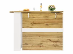 ModernLuxe Mueble de bar giratorio y abatible 360° - 204×39×105 cm - 3 puertas - estantes abiertos - Blanco Hot