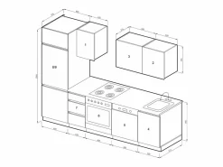 Vicco Mueble de cocina antracita brillo intenso/blanco 270x57.7x81.6 optima Gris antracita Outlet