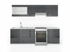 Vicco Mueble de cocina antracita brillo intenso/blanco 240x60x81.6 raul Gris antracita Outlet
