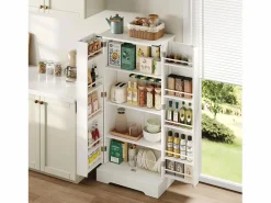Mueble de Cocina, Aparador Alto de Cocina - 2 Puertas - 60 x 35 x 128,5 - Estantes Regulables - MDF -^Merax New