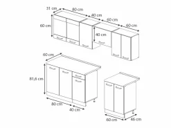 Vicco Cocina Completa|Mueble de cocina alto brillo/ 240x60x81.6 raul