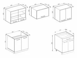 Vicco Cocina Completa|Mueble de cocina blanco brillo intenso/roble dorado 200x46x81.6 r-line