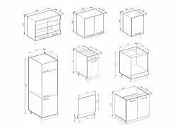 Mueble de cocina blanco brillo intenso/roble dorado 300x60x81.6 r-line^Vicco Online