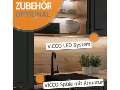 Mueble de cocina blanco brillo intenso/roble dorado 300x60x81.6 r-line^Vicco Online