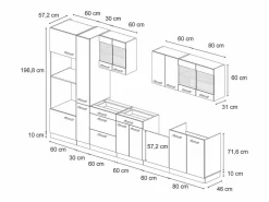 Vicco Mueble de cocina casa de campo blanca/roble dorado 350x46x81.6 r-line Blanco Outlet