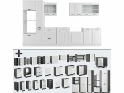 Mueble de cocina casa de campo blanca/blanca 350x60x81.6 r-line^Vicco Best