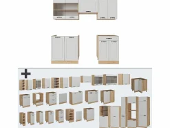 Vicco Cocina Completa|Mueble de cocina casa de campo blanca/roble dorado 200x46x81.6 r-line