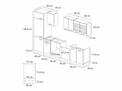 Mueble de cocina casa de campo blanca/roble dorado 300x60x81.6 r-line^Vicco Best