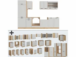 Mueble de cocina casa de campo blanca/roble dorado 300x60x81.6 r-line^Vicco Best
