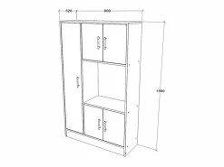 Vitrina Para Vajilla|Mueble de cocina haaus Arno, 5 puertas, , 90 x 32 x 150 cm