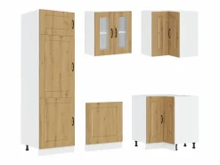 vidaxl Mueble de cocina Kalmar 14 piezas artesanal roble Color natural claro Clearance