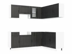 vidaxl Mueble de cocina Kalmar negra 11 piezas madera contrachapada Negro Outlet