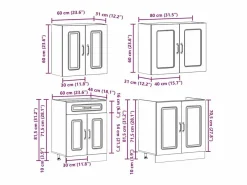 vidaxl Cocina Completa|Mueble de cocina Kalmar negra 4 piezas madera contrachapada