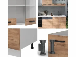Vicco Mueble de cocina oro potencia roble/blanco 300x46x81.6 r-line Color natural oscuro Discount