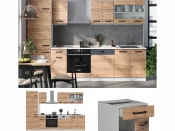 Vicco Mueble de cocina oro potencia roble/blanco 300x46x81.6 r-line Color natural oscuro Discount
