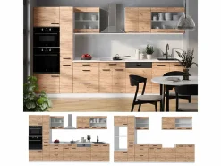 Mueble de cocina oro potencia roble/blanco 350x46x81.6 r-line^Vicco Online
