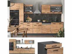 Vicco Mueble de cocina oro power roble/antracita 350x46x81.6 r-line Color natural oscuro Hot