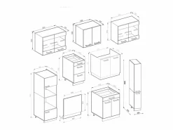 Vicco Mueble de cocina oro power roble/antracita 350x46x81.6 r-line Color natural oscuro Hot