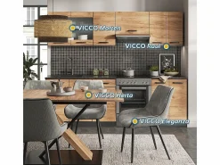 Vicco Mueble de cocina oro power roble/antracita 240x60x81.6 raul Color natural oscuro Outlet