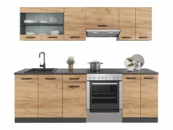 Vicco Mueble de cocina oro power roble/antracita 240x60x81.6 raul Color natural oscuro Outlet