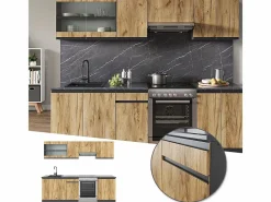 Mueble de cocina oro power roble/antracita 240x46x81.6 raul^Vicco Best