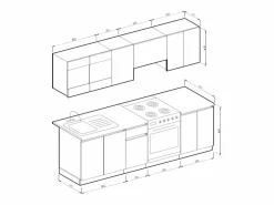 Mueble de cocina oro power roble/antracita 240x46x81.6 raul^Vicco Best