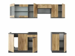 Mueble de cocina oro power roble/antracita 240x46x81.6 raul^Vicco Best