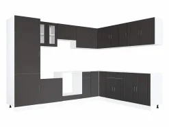 vidaxl Mueble de cocina Porto negra 14 piezas madera contrachapada Negro Hot