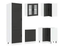 vidaxl Mueble de cocina Porto negra 14 piezas madera contrachapada Negro Hot