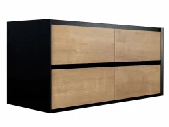 Mueble de doble lavabo flotante, color natural claro y negro, L120 cm, LANNICK^Vente-unique Best