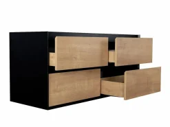 Mueble de doble lavabo flotante, color natural claro y negro, L120 cm, LANNICK^Vente-unique Best