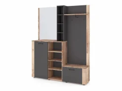 Mueble de entrada Barry antracita/ old style light 150 cm Color natural oscuro Sale