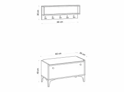 Concept-Usine Mueble de entrada de madera LUANA con banco, zapatero y perchero de pared Color natural claro Outlet