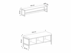 Concept-Usine Armario De Entrada|Mueble de entrada mural de madera y negro con 3 nichos TORUN