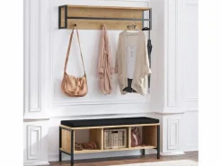 Concept-Usine Armario De Entrada|Mueble de entrada mural de madera y negro con 3 nichos TORUN