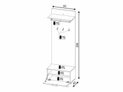 Mueble de entrada Nordic D roble evoke / tabilla / blanco 65 cm^