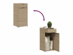 Armario De Jardín|Mueble de jardín de resina tejida, 55x55x111 cm