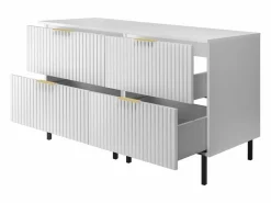 Mueble de lavabo, , 120 (2 x 60) x 77 x 46 cm, tirador dorado, patas negras + Encimera^ Discount