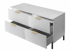 Mueble de lavabo, , 120 (2 x 60) x 77 x 46 cm, tirador dorado, patas negras + Encimera^ Discount