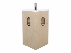 Mueble de lavabo de esquina con patas con lavabo, grifo y mueble con espejo SORRENTO Marru00f3n