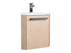 Mueble de lavabo de esquina SKINO Color natural claro / Blanco New