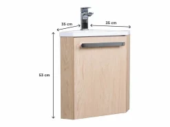 Mueble de lavabo de esquina SKINO Color natural claro / Blanco New